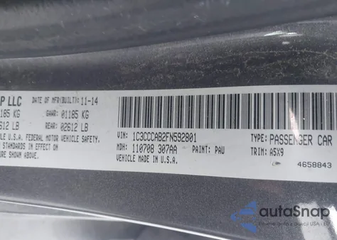 2015 Chrysler 200 Limited из США, поврежденный, VIN 1C3CCCAB2FN592801